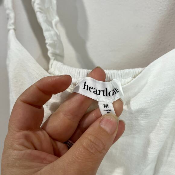 Heartloom Eyelet Ruffle Strap Top Size M White Cotton Blend Boho Feminine - Picture 6 of 7